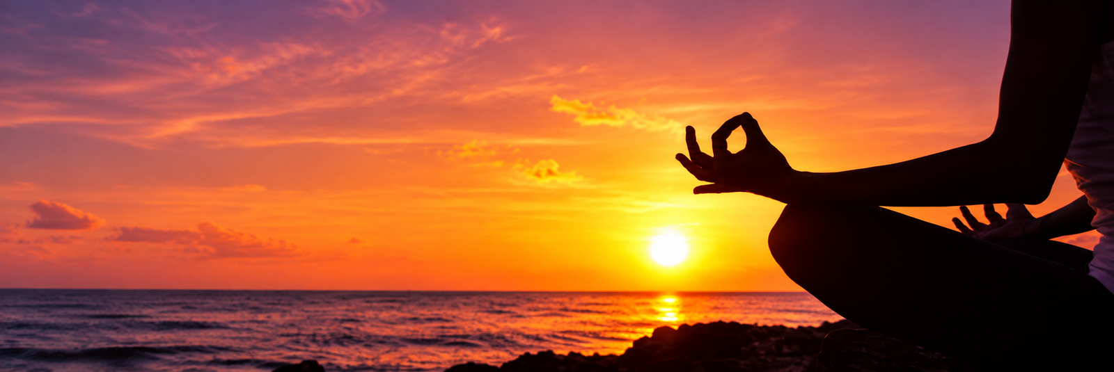 Yoga practice at sunset